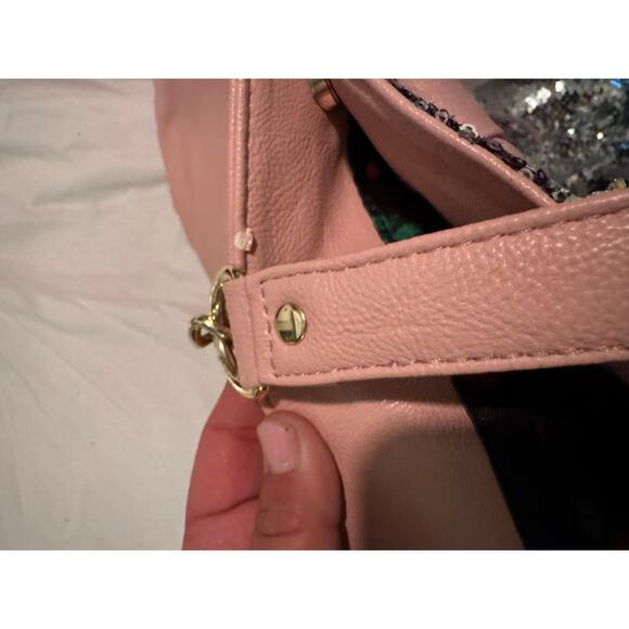 Betsey johnson rainbow sequin pink leather kitsch pocketbook satchel bag purse - Picture 11 of 13